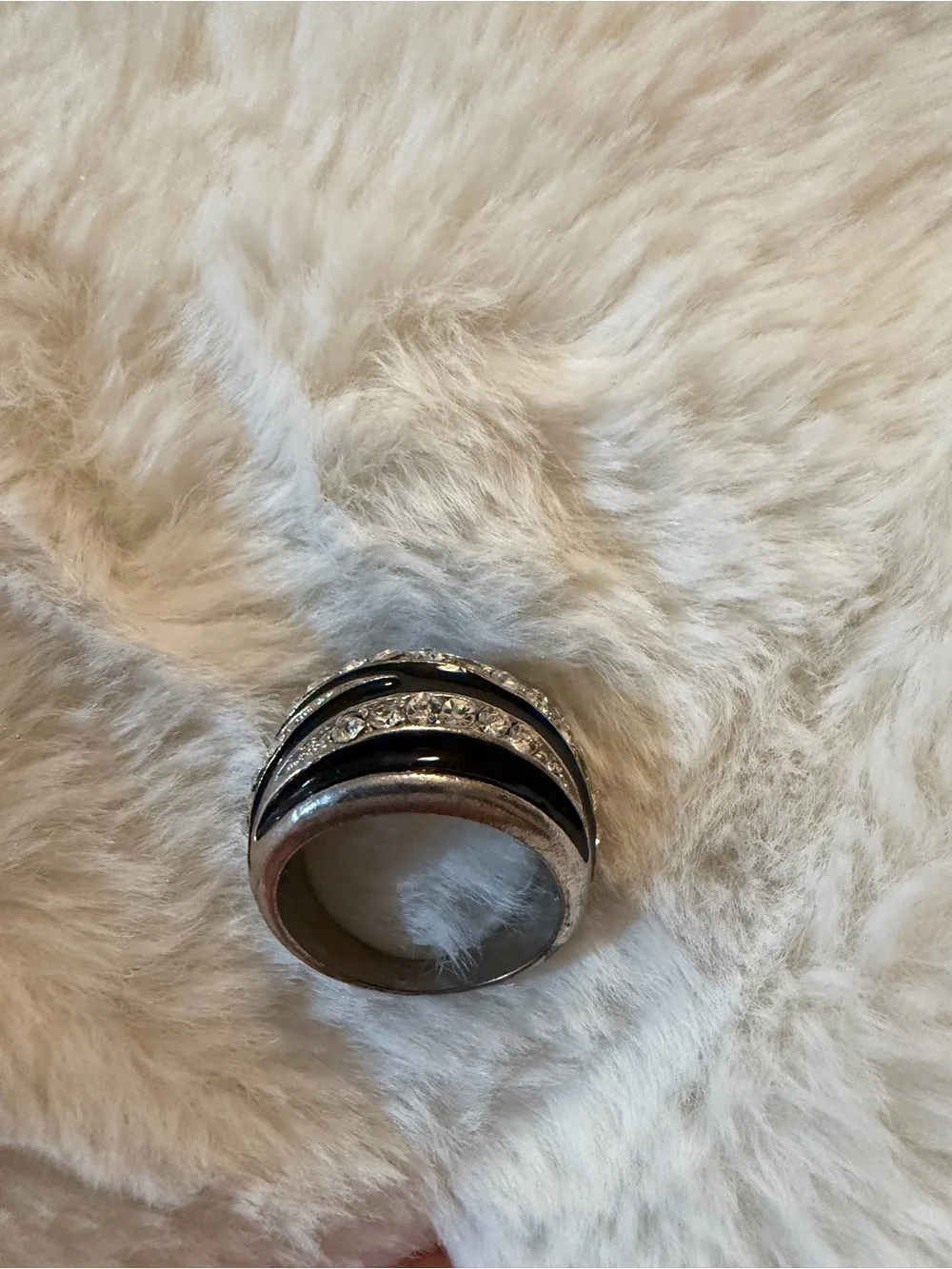Statement Black & Silver Crystal Dome Ring